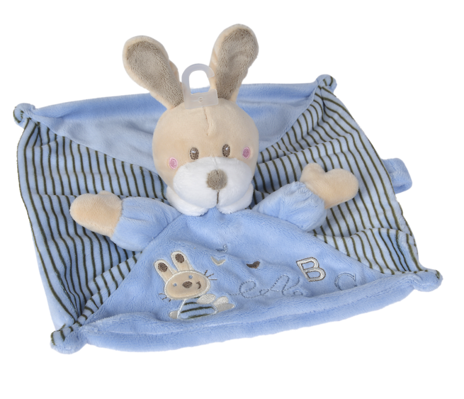  laline baby comforter rabbit abc blue grey 